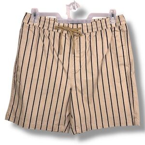 New Large Mens Striped Shorts Forever 21 Beige Taupe Black Drawstring Elastic